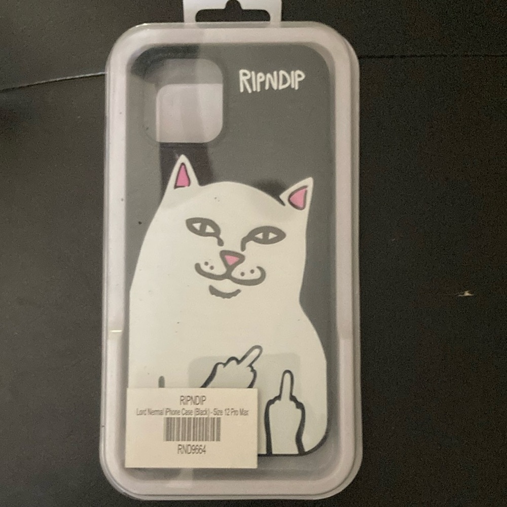 RIPNDIP Black Phone Case with Cat Design